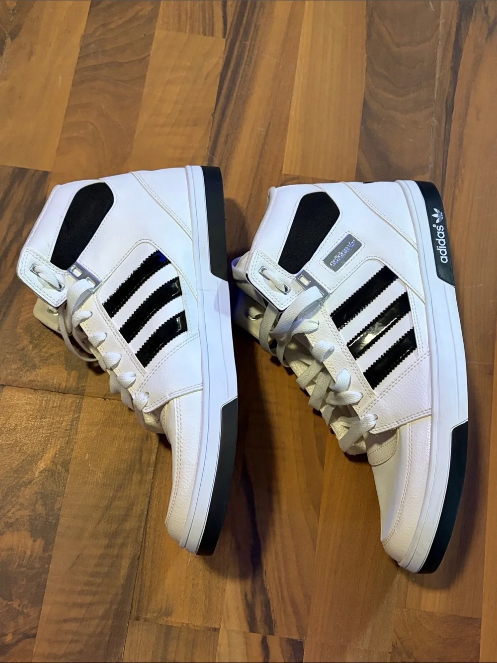 adidas White and Black High-Top Sneakers